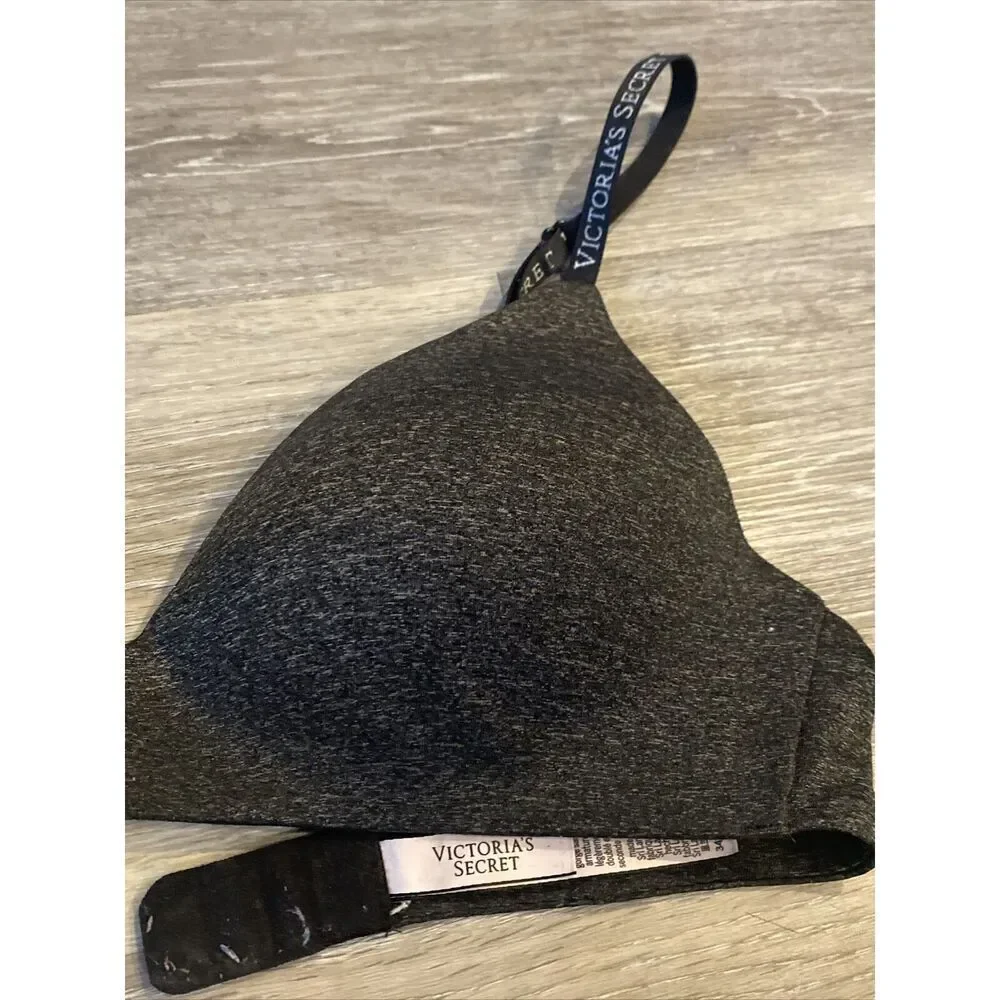 Victoria Secret Wear Everywhere Lightly Lined Bra Heather Black Bra 34C